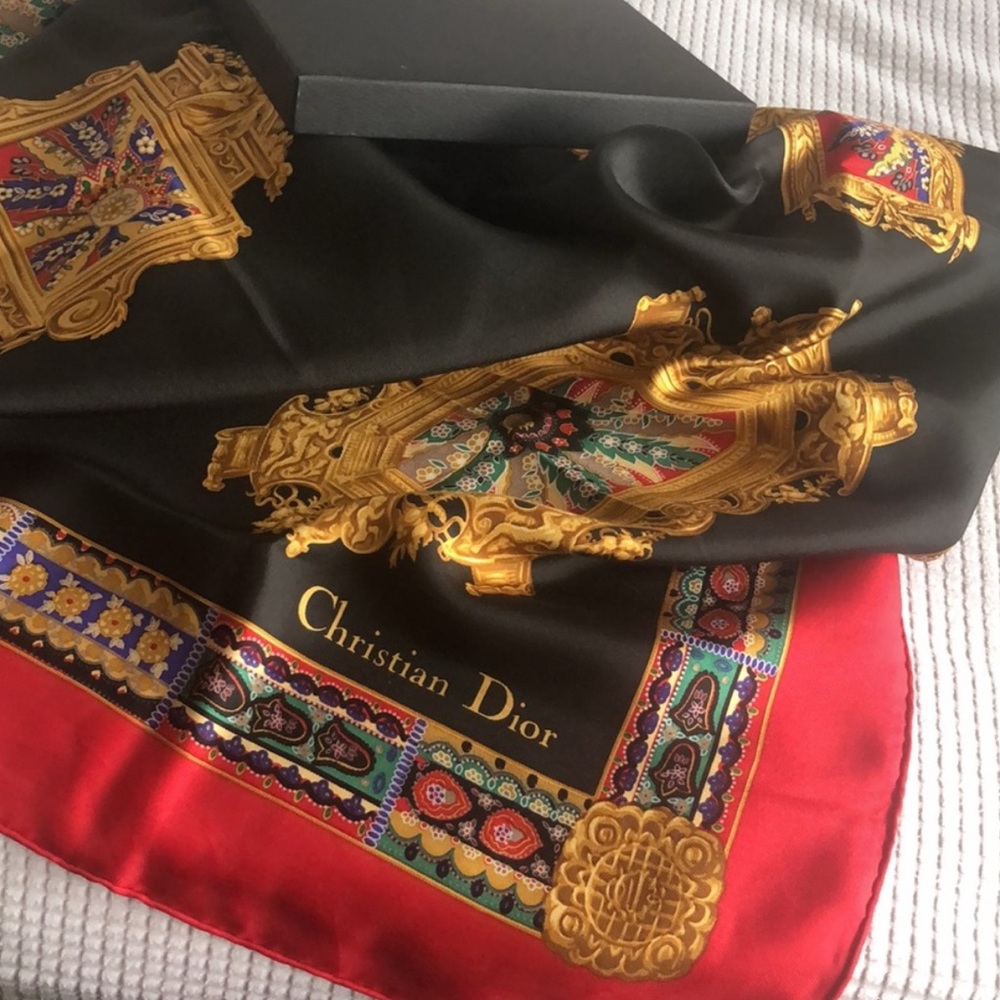 Christian Dior NWOT Multicolor Authentic Silk Scarf - Picture 2 of 10